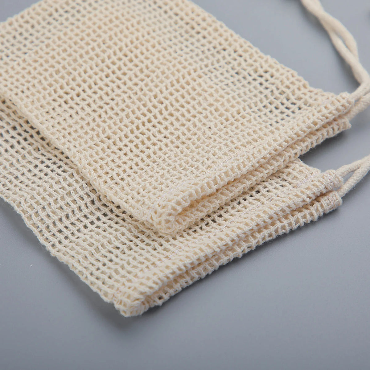 Natural Cotton Soap Saver Bag, 3 Pieces Eco-Friendly Handmade Lathering Cotton Mesh Soap Pouch for Body Cleansing Skincare