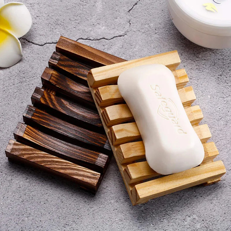 Natural Bamboo Soap Holder Wooden Bathroom Soap Storage Rack Prevent Mildew Soap Draining Box Organizers Bathroom Accessories