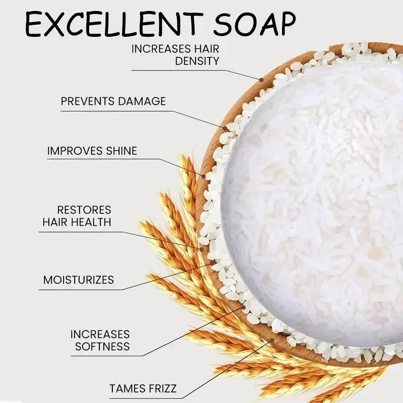 Organic Rice Shampoo Soap Bar Oil Free Conditioning Soap Rice Water Protein Nourishing Anti-Loss Hair Hair Growth Soap Bar