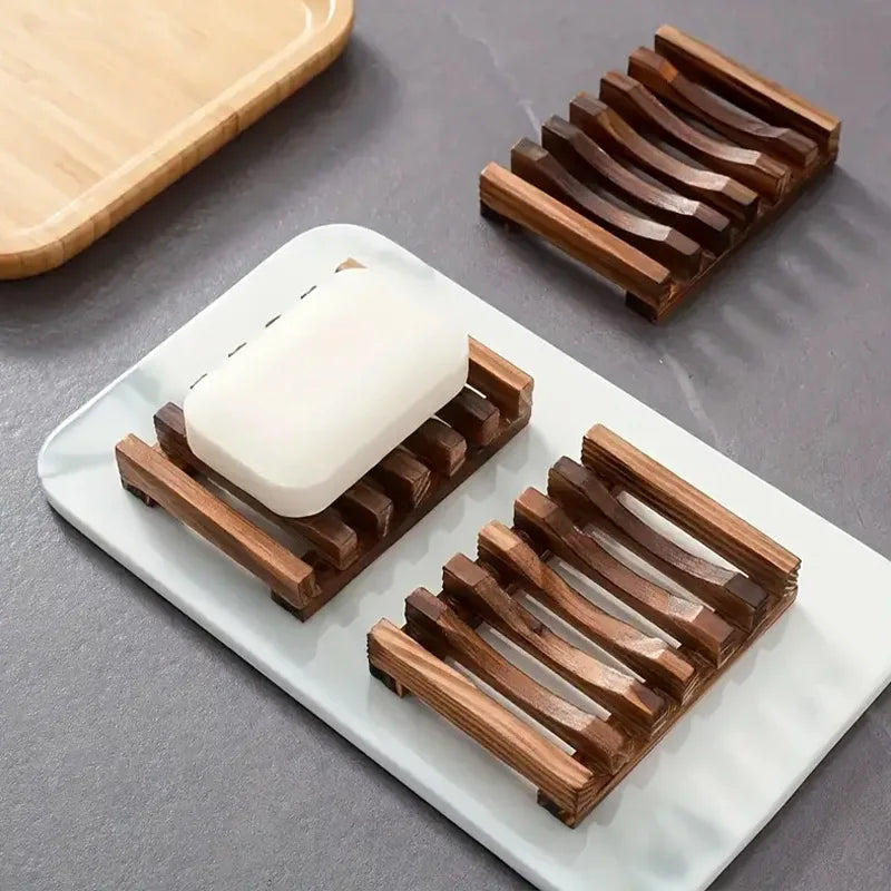 Natural Bamboo Soap Holder Wooden Bathroom Soap Storage Rack Prevent Mildew Soap Draining Box Organizers Bathroom Accessories