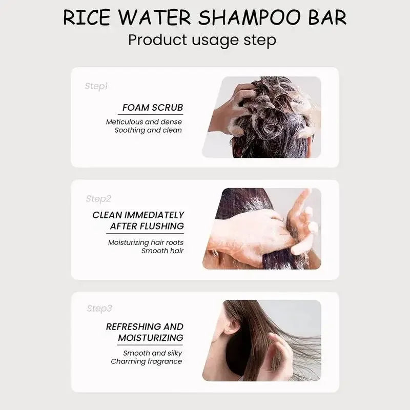 Organic Rice Shampoo Soap Bar Oil Free Conditioning Soap Rice Water Protein Nourishing Anti-Loss Hair Hair Growth Soap Bar
